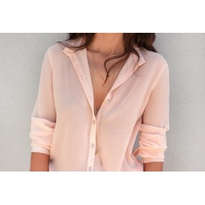 Блузка розовая персиковая шифоновая