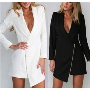 Платье-пиджак ассиметричный белый черный