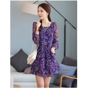 Платье цветочное фиолетовое шифоновое