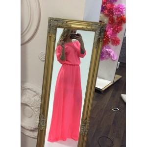 Платье шифоновое неоновое розовое черное