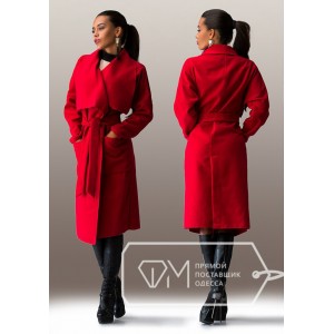 Пальто женское с воротником черное красное