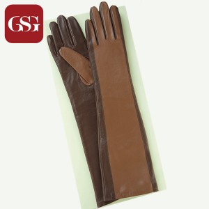 Кожаные перчатки до локтя черные коричневые