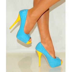 Туфли голубые с желтым